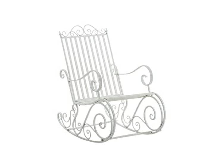CLP Schaukelstuhl Relaxstuhl Smilla, wetterfest für Garten, Metallgestell, ergonomisch, Landhausstil, Outdoor Sessel Farbe weiß