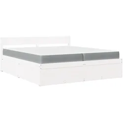 vidaXL Bett mit Schubladen und Matratze Weiß 200x200 cm Massivholz