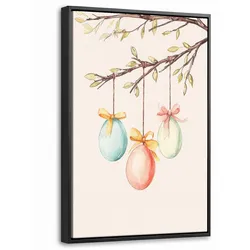 LEINWAND Bilder mit Rahmen - Osterkuchen - Schleife - Eier - 20x30