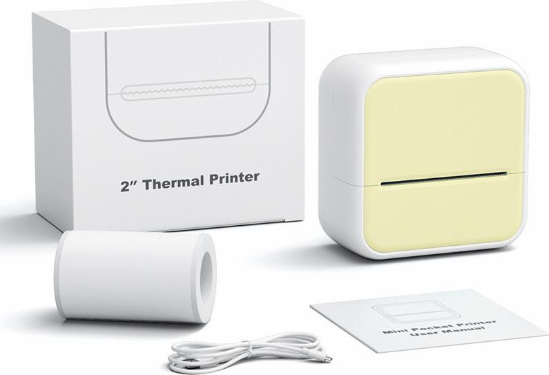 Zelurxx Bluetooth thermische mini labelprinter en barcode-etikettenprinter, geel