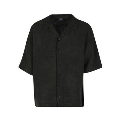 Langarmhemd URBAN CLASSICS "Urban Classics Acid Washed Musselin Shirt", Herren, Gr. XL, US-Größen, schwarz (trueolive), 100% Baumwolle, unifarben, normal, Hemden