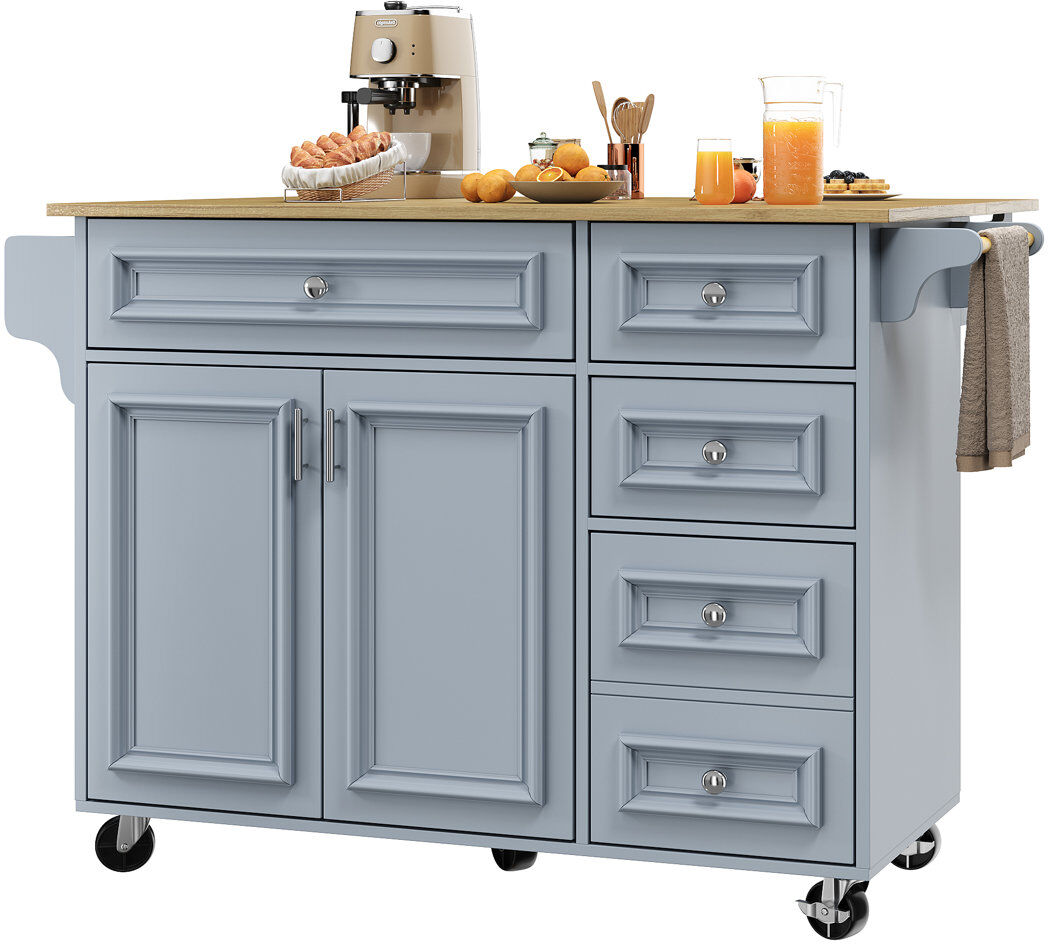 Canora Grey 110 cm W Kitchen Island with Top Blue 110cm W X 75cm D
