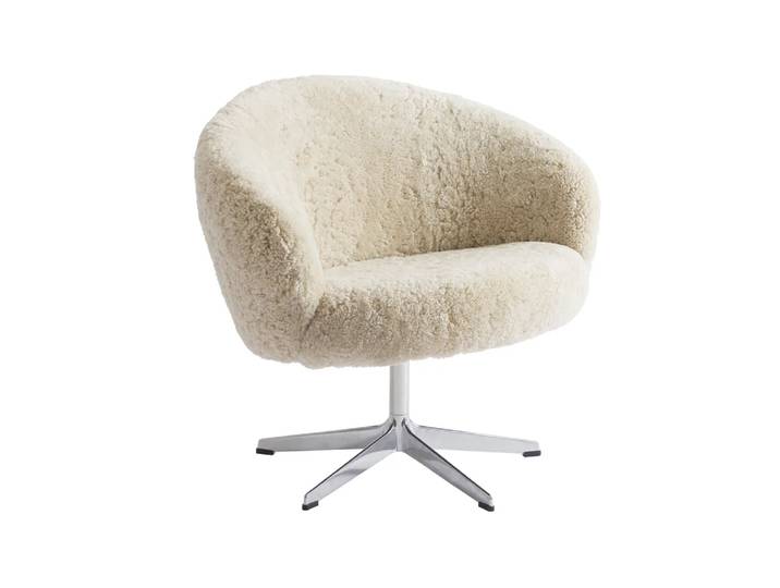 Swedese Rondino Sessel Schaffell moonlight, Aluminium poliert