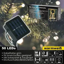 Lex 50er Solar LED Lichterkette Innen Außen Gartenbeleuchtung Party Outdoor warmweiß : Warmweiß : 50 LED ́s