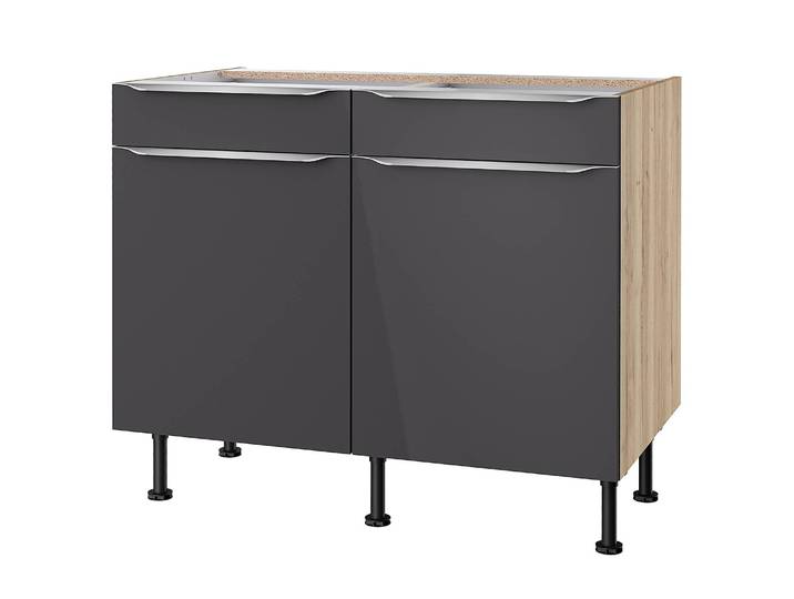 Unterschrank I 100cm Grau/Anthrazit/Wildeiche