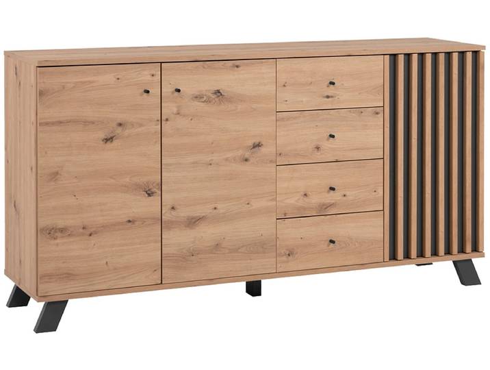 Sideboard MEDAN 3 Türen 4 Schubladen 40x160x85.1cm artisan eiche melamin