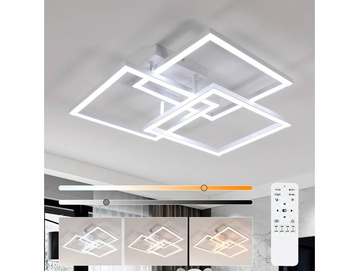 Plafonnier LED, plafonnier carré moderne à intensité variable 40W avec télécommande pour salon, salle à manger, chambre à coucher