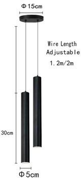 Inspired Finds Modern Nordic LED Double Head Pendant Light Cylinder Pipe Line Chandelier 5cm Double Head 78.74 Inches Wire Length cold White