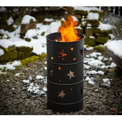 Westmann Stahl Feuerstelle Feuertonne | Schwarz | 36x36x65 cm - Schwarz