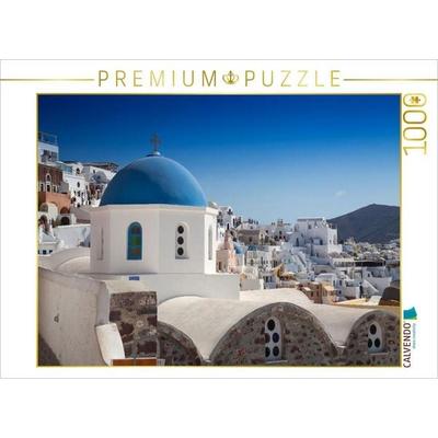 CALVENDO Puzzle Der blaue Dom von Oia, Santorini | 1000 Teile Lege-Größe 64x48cm Foto-Puzzle für glückliche Stunden