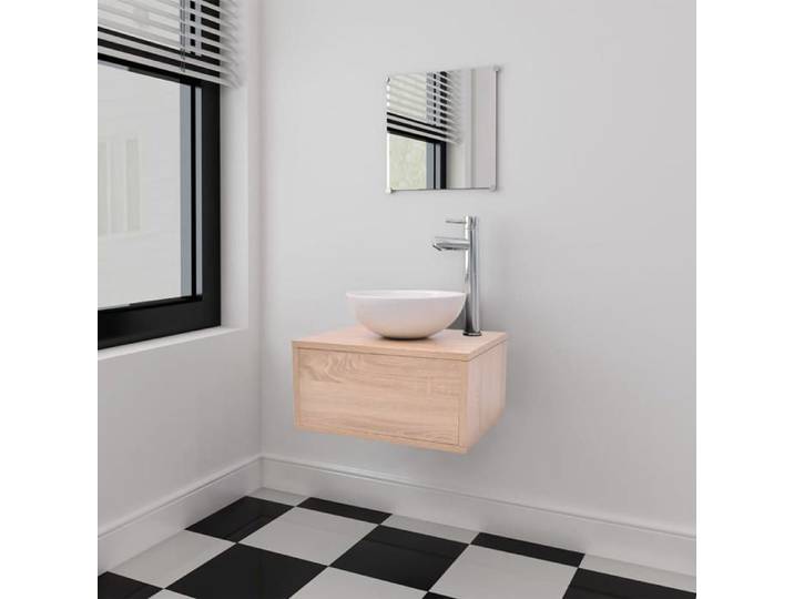 Meubles de salle de bains - - Ensemble 3 pièces - Beige - Compact - Design minimaliste