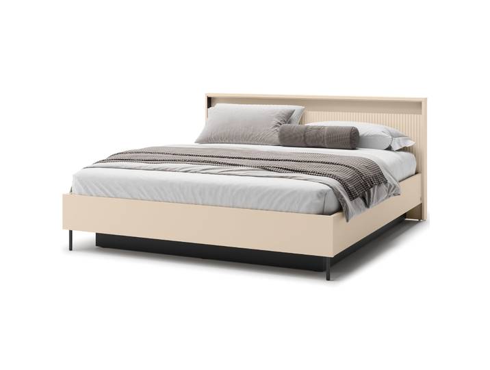 Trend-Bett 180x200 cm, gerillt, mit Stauraum und Beleuchtung,