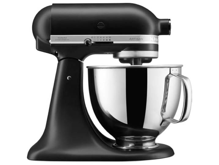 KitchenAid Artisan Küchenmaschine 4,7L Matt Schwarz Knetet Brotteig, rührt Kuchen und schlägt Sahne; ikonisches Design mit langlebigem Zinkdruckguss-Gehäuse für Generationen