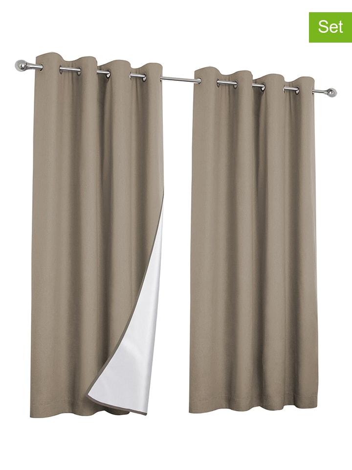 IDOMYA Essentials 2er-Set: Gardine in Taupe - (L)240 x (B)135 cm - onesize