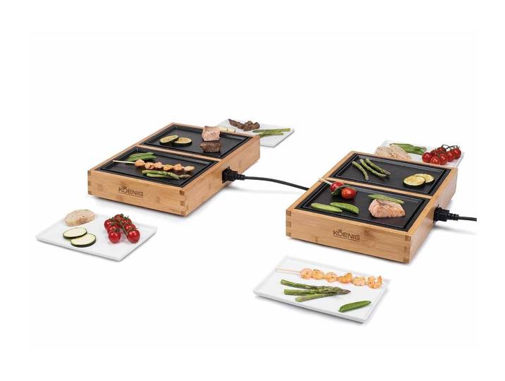 Tischgrill KOENIG Dinner 420 , braun (braun, schwarz), B:23,5cm H:6cm T:34cm, Kontaktgrill_Standgrill_Tischgrill_Teppanyakigrill, Tischgrill
