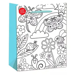 Ausmal-Geschenktüte mit Schmetterlingsmuster – 26 x 32 cm