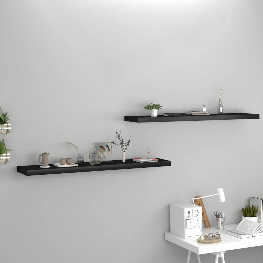 17 Stories Arson 2 -Piece Floating Shelf Black 3.8cm H x 23.5cm W x 120cm D