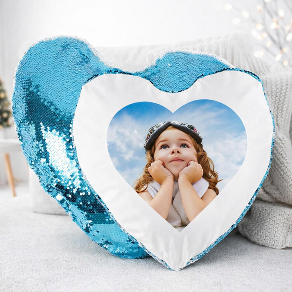 Ocadeau Coussin coeur brillant bleu