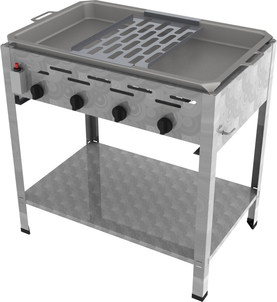 Gasbräter 4-flammig, Piezozündung, thermische Flammüberwachung, hoher Wirkungsgrad, Gastro