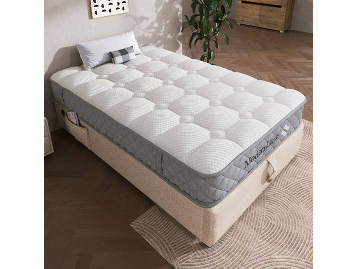 Zitty Matelas Orthopédique 90x200 cm 7 Zones Ressorts Ensachés et Mousse à Froid H3 Ferme 20cm Épaisseur Blanc