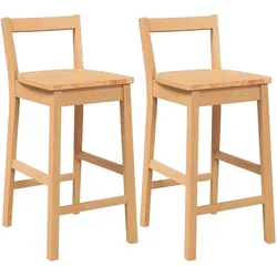 vidaXL Barhocker 2 Stk. Natur Massivholz Gummibaum
