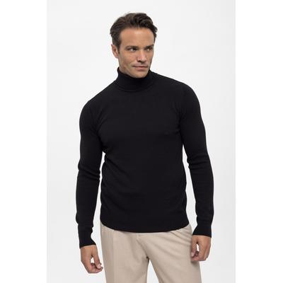 Rollkragenpullover FELIX HARDY "Rollkragenpullover", Herren, Gr. L, schwarz, 100% Baumwolle, hoch geschlossener Ausschnitt, Pullover Rollkragenpullover