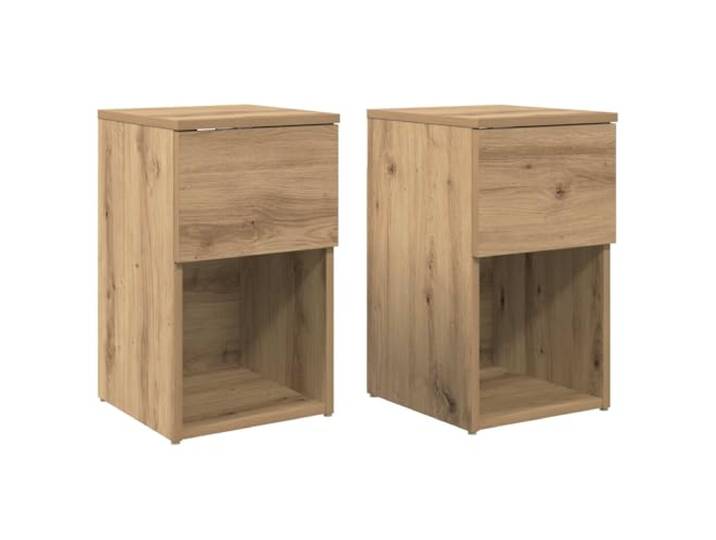 hliofuir Bettschrank 2er Set Artisan-Eiche 29x31,5x49 cm Holzwerkstoff Kompakte Nachtkonsole im 2er Set für Schlafzimmer und Wohnzimmer. Bietet praktischen Stauraum auf kleinem Raum.