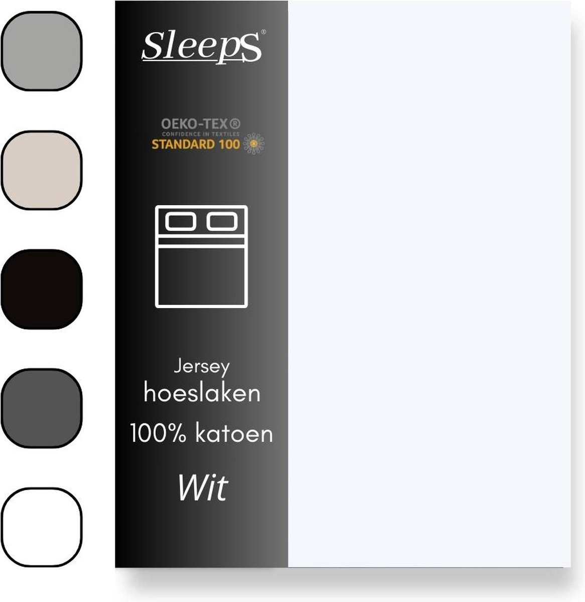 Sleeps Jersey Hoeslaken Katoen - 140x200 cm - Wit - Strijkvrij