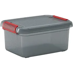 PROREGAL Mega Deal 5x Mehrzweck Aufbewahrungsbehälter MANATEE mit Deckel, HxBxT 39x59x28cm, 42 Liter, Grau/Orange, Behälter, Box