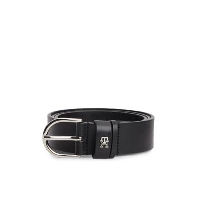 Ledergürtel TOMMY HILFIGER "ESSENTIAL EFFORTLESS", Damen, Gr. 70, schwarz, Obermaterial: 100% Rindsleder, Gürtel Ledergürtel