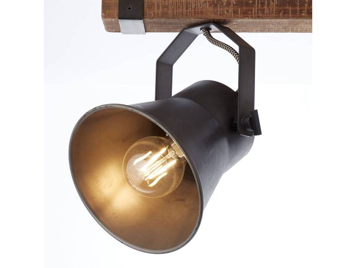 Brilliant Deckenstrahler Plow, schwarz/holz dunkel dimmbar, Holz dunkel, für Wohn- / Esszimmer, Holz, Industrielles Design