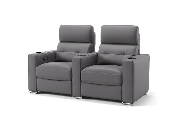 Leder 2 Sitzer Sofa BARI mit Sitztiefenverstellung Kinosofa