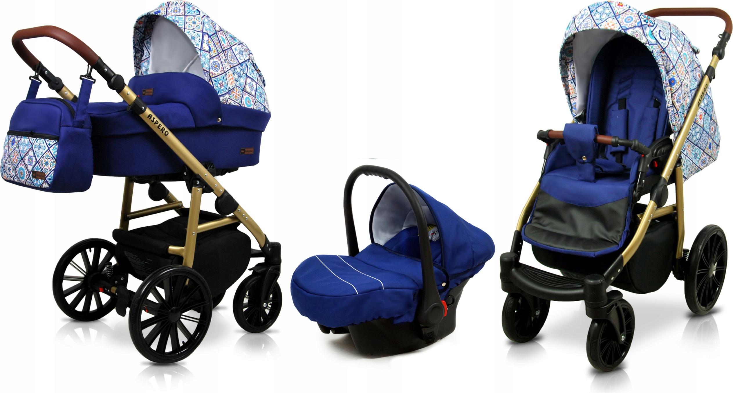BabyLux Aspero | 3in1 Kinderwagen Set | Portuguese Tiles | Kombikinderwagen | Kinderwagenset |
