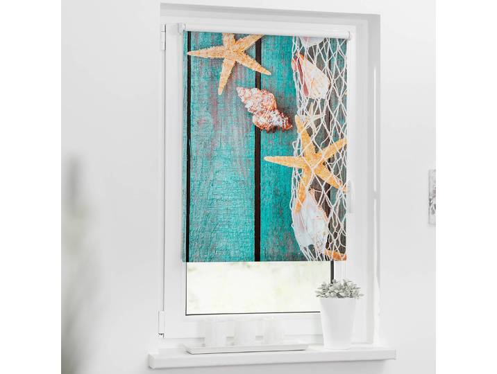 Klemmfix Rollo Bretter Beach 80 x 150cm Blau