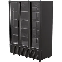 Virtus Getränkekühlvitrine 1491 Liter mit 3 Glastüren, 12 Rosten, +1°/+9°C - Schwarz (BFD0025)