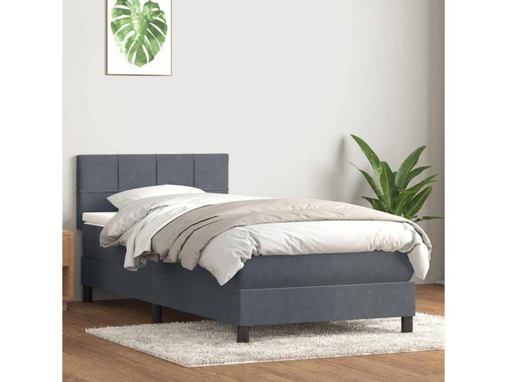 vidaXL Boxspringbett, Boxspringbett mit Matratze Dunkelgrau 80x220 cm Samt