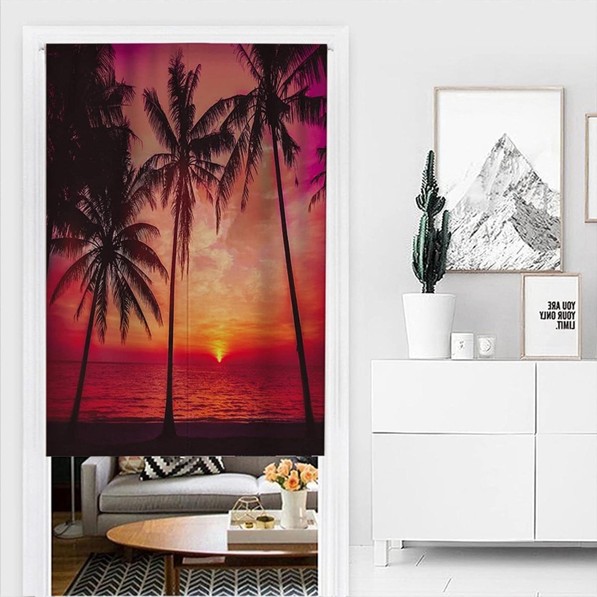 Japans Noren Deurgordijn met Zonsondergang Strandpatroon - 90 x 150 cm