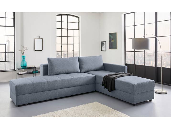 Ecksofa LooksIII L-Form , grau (dunkelgrau), B:287cm T:229cm, Struktur (100% Polyester);Feinstruktur (100% Polyester), LOOKS BY WOLFGANG JOOP, Sofas, Ecksofa, durch Drehfunktion zum Bett wandelbar, inklusive Staufach