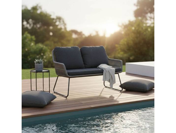 Siena Garden Kansas Diningsofa Aluminium/Geflecht Dunkelgrau