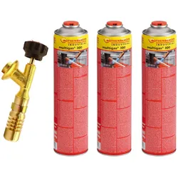 Rothenberger, Lötgerät, Industrial Hot Pack Brenner inkl. 3x Industrial Multigas 300 600 ml (Lötlampe)