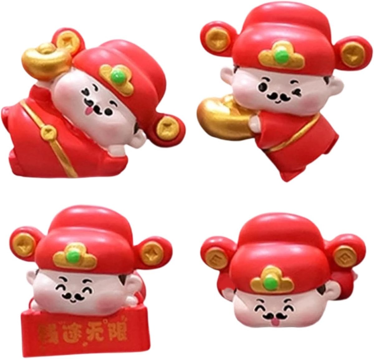 Set van 4 multicolor dashboard figuren voor auto decoratie