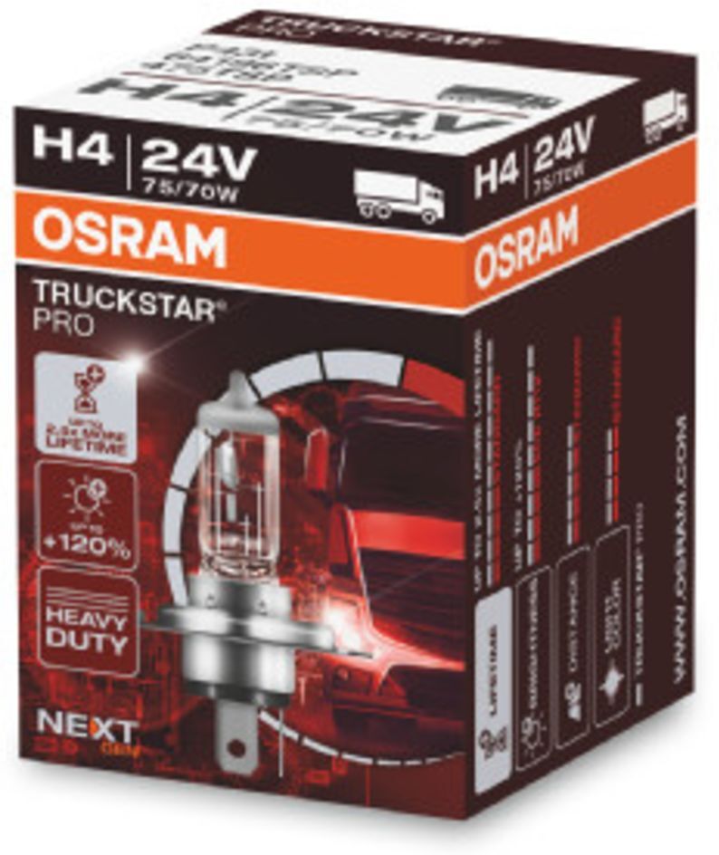 Ams-Osram Glühlampe Halogen OSRAM H4 Truckstar Pro NextGen 24V, 75/70W, 1 Stück