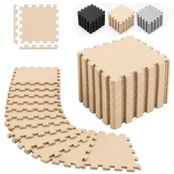 Relaxdays Bodenschutzmatte Fitness Set 30x30 cm Beige