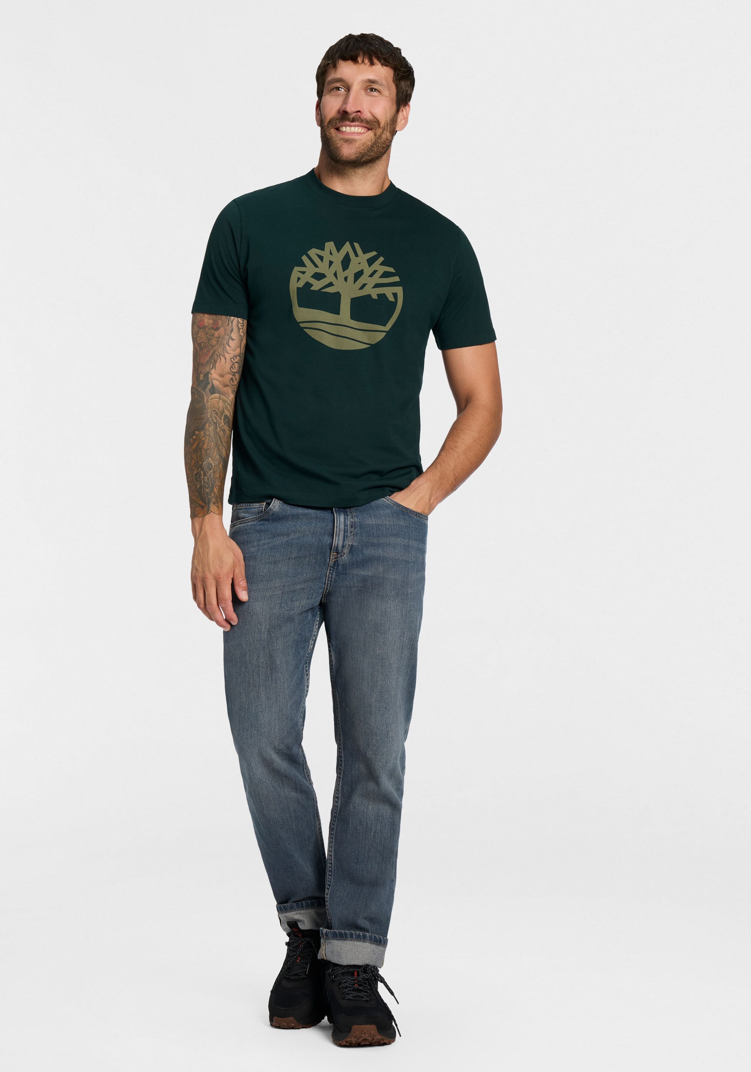 T-Shirt TIMBERLAND "NORTHWOOD - Tree Logo SS Tee", Herren, Gr. 3XL, scarab, Obermaterial: 100% Baumwolle, Shirts T-Shirt, aus Baumwolle, auch in grossen Grössen scarab 3XL