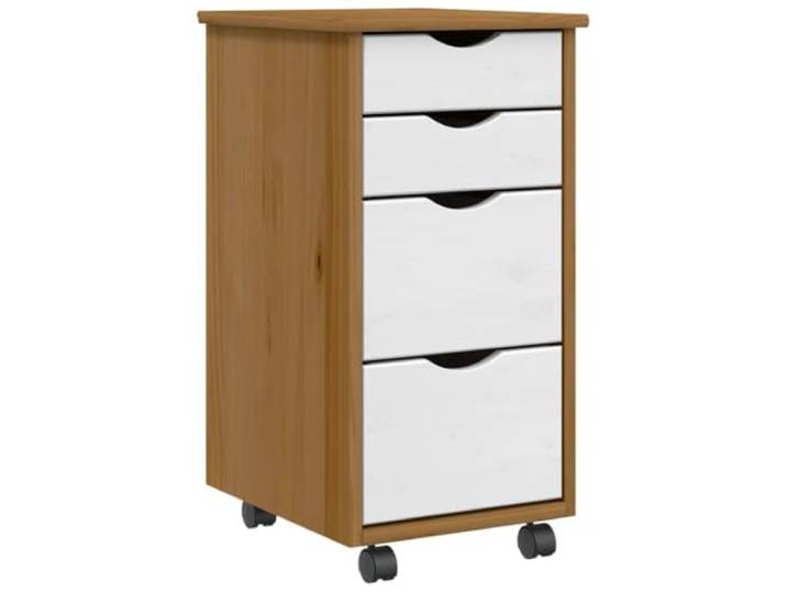 Helloshop26 Rollschrank mit Schubladen, praktischer Stauraum, 34 x 39 x 65,5 cm, Kiefernholz, Honigbraun, 02_0057660