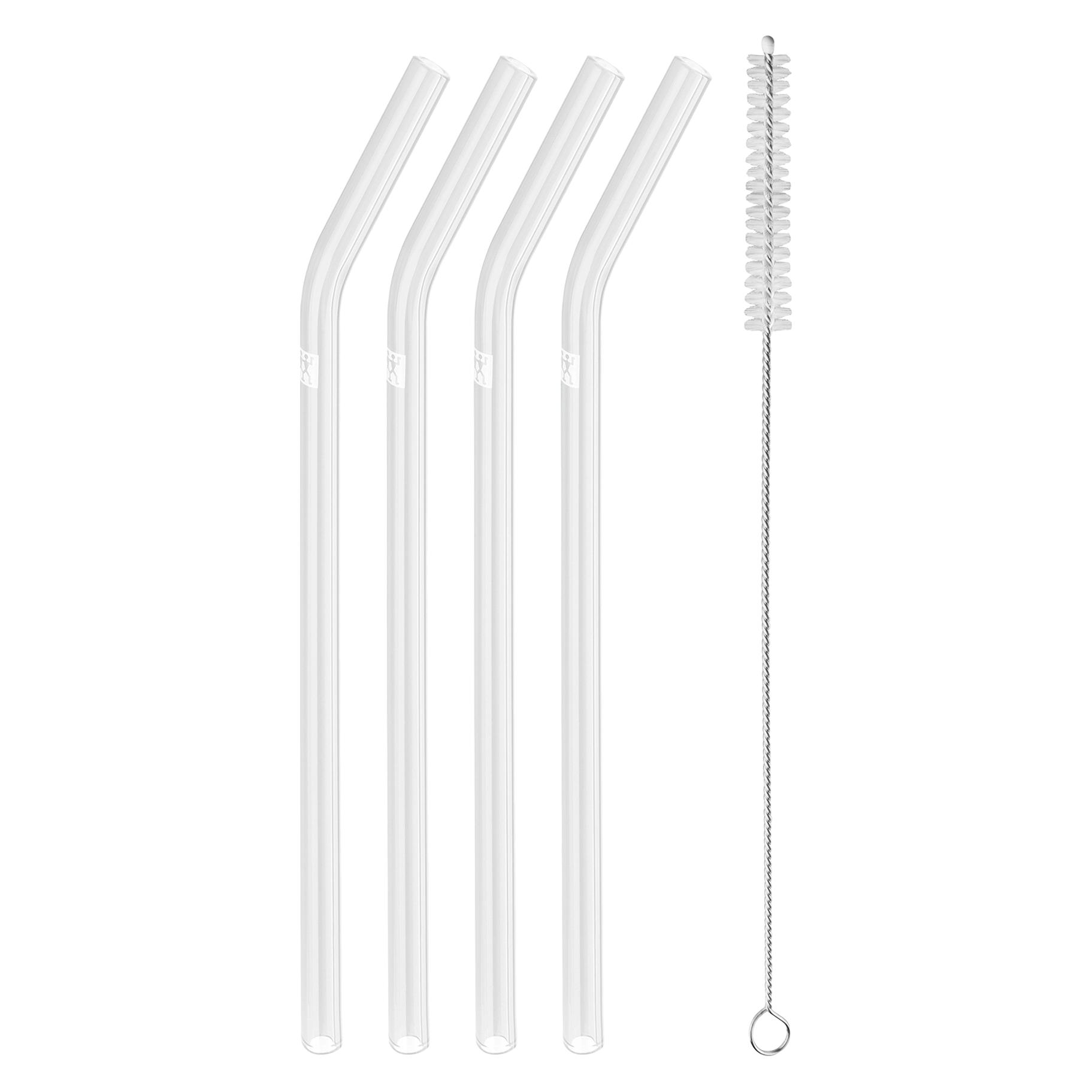Zwilling Strohhalme Glas transp. gebogen 4er Set, + Reinigungsbürste (4x) (39500-601-0)