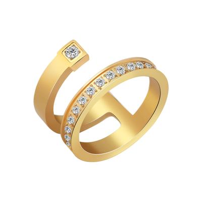 Fingerring AKZENT "Golda, goldfarbig, langlebig" Gr. 54, gold (goldfarbig), Fingerringe, Damen, 54, Edelstahl, Fingerring
