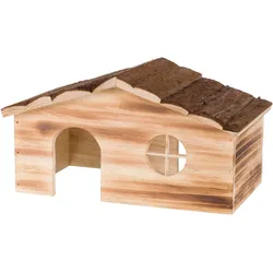 TRIXIE Haus Ragna 2 Ausgänge Meerschw., Rindenholz/geflammt, 35 × 18 × 20 cm