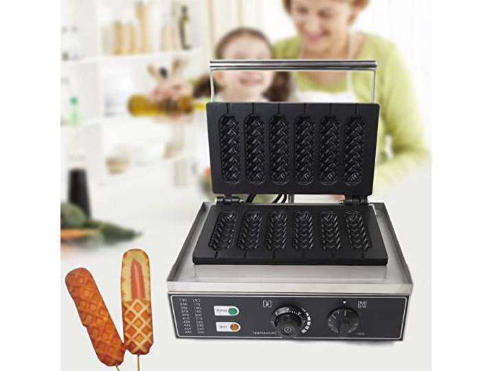 1500W Edelstahl Waffeleisen Elektrischer Waffelmaschine Profi Waffeleisen Waffle Maker Stiel Waffelgerät Waffelsticks Corn Hot Dog Antihaftbeschichtete Platte Waffelautomat Wmf Krups