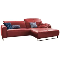 ECKSOFA YORK Hochglanz Rot Leder